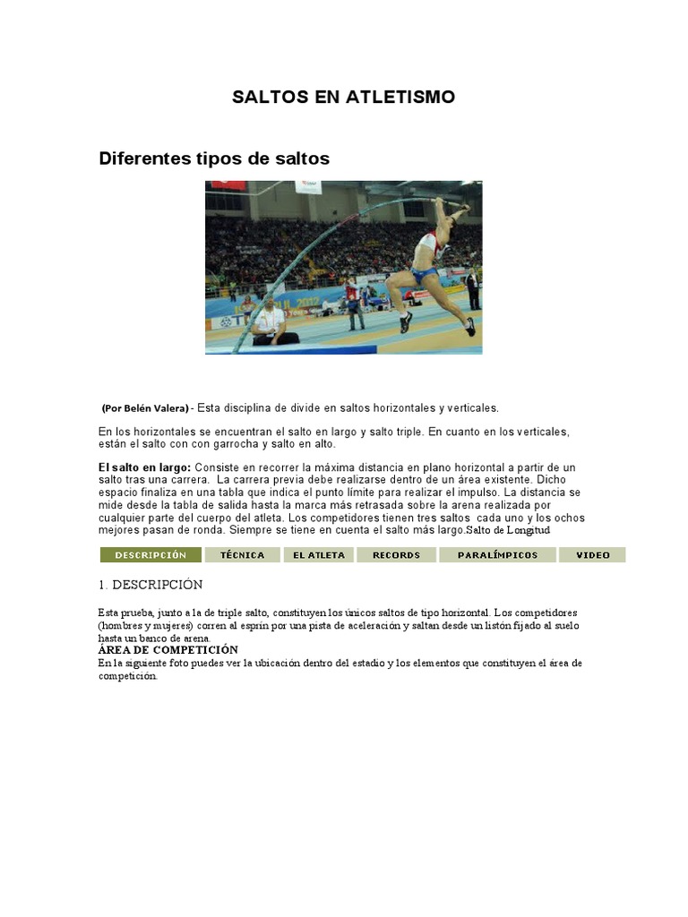 Tipos de Saltos en Atletismo | PDF