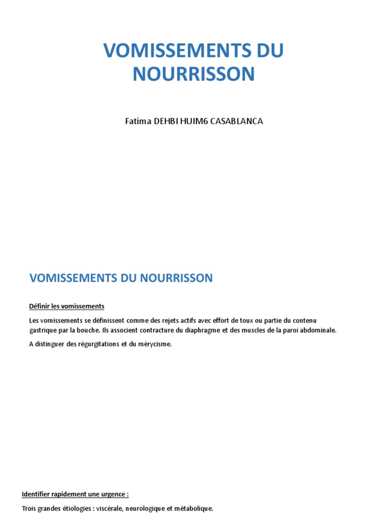 Vomissements Du Nourrisson | PDF | Coma | Vomissement