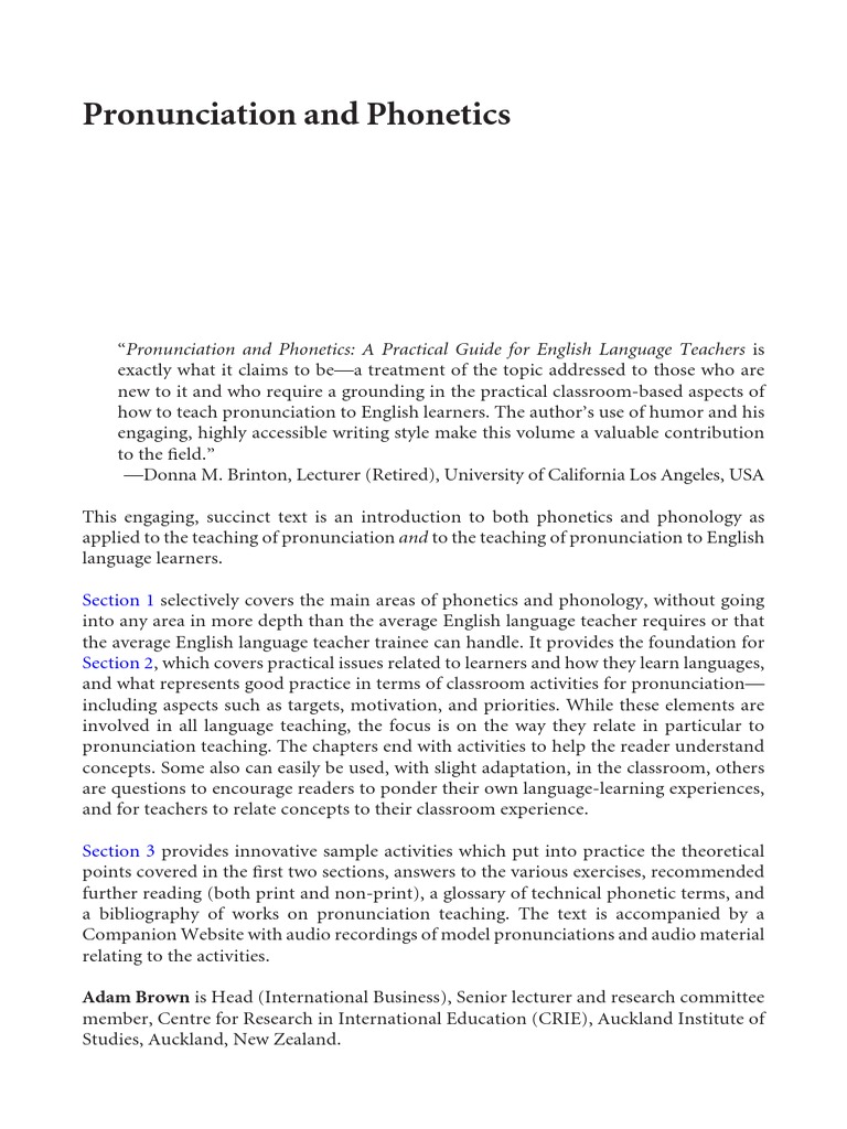 Teaching Pronunciation for English Learners | PDF