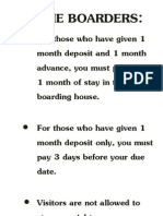 For Those Who Have Given 1: Month Deposit and 1 Month Advance, You Must Pay After 1 Month of Stay in The Boarding House