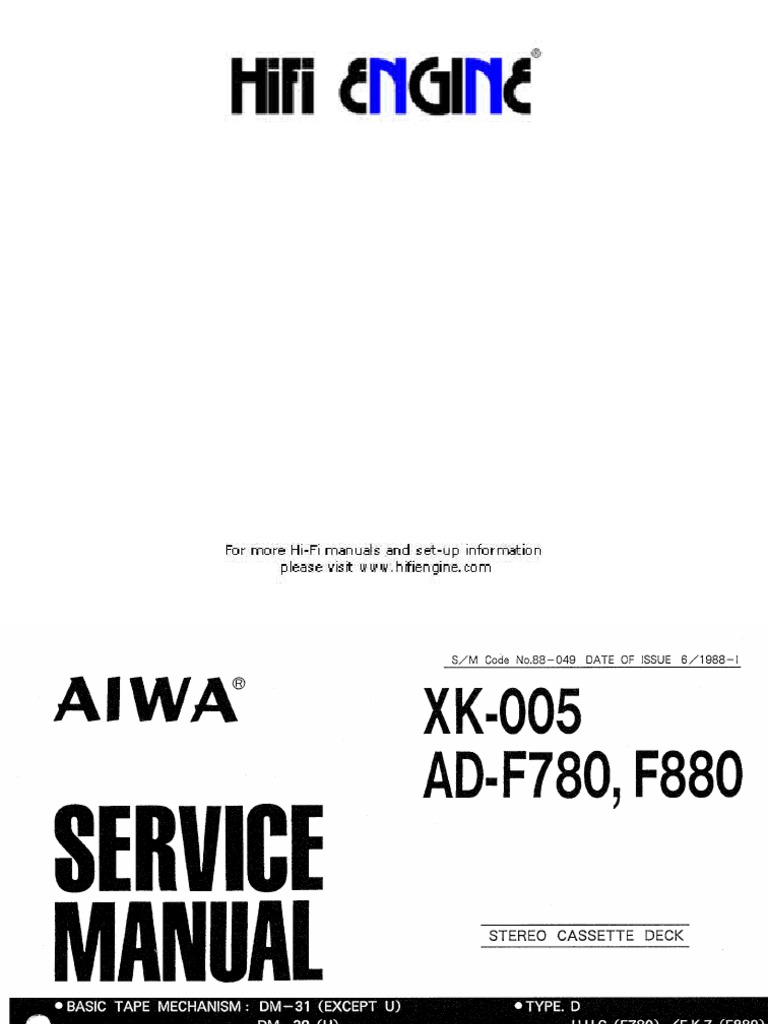 Aiwa AdF780 880 xk005 Service en JP PDF