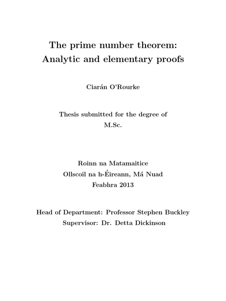 Three Proofs of the Prime Number Theorem | PDF | Prime Number | Theorem
