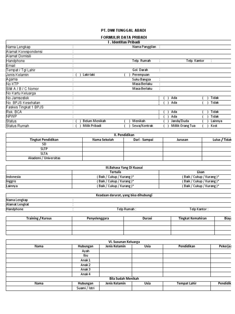 Form data pribadi dap pdf