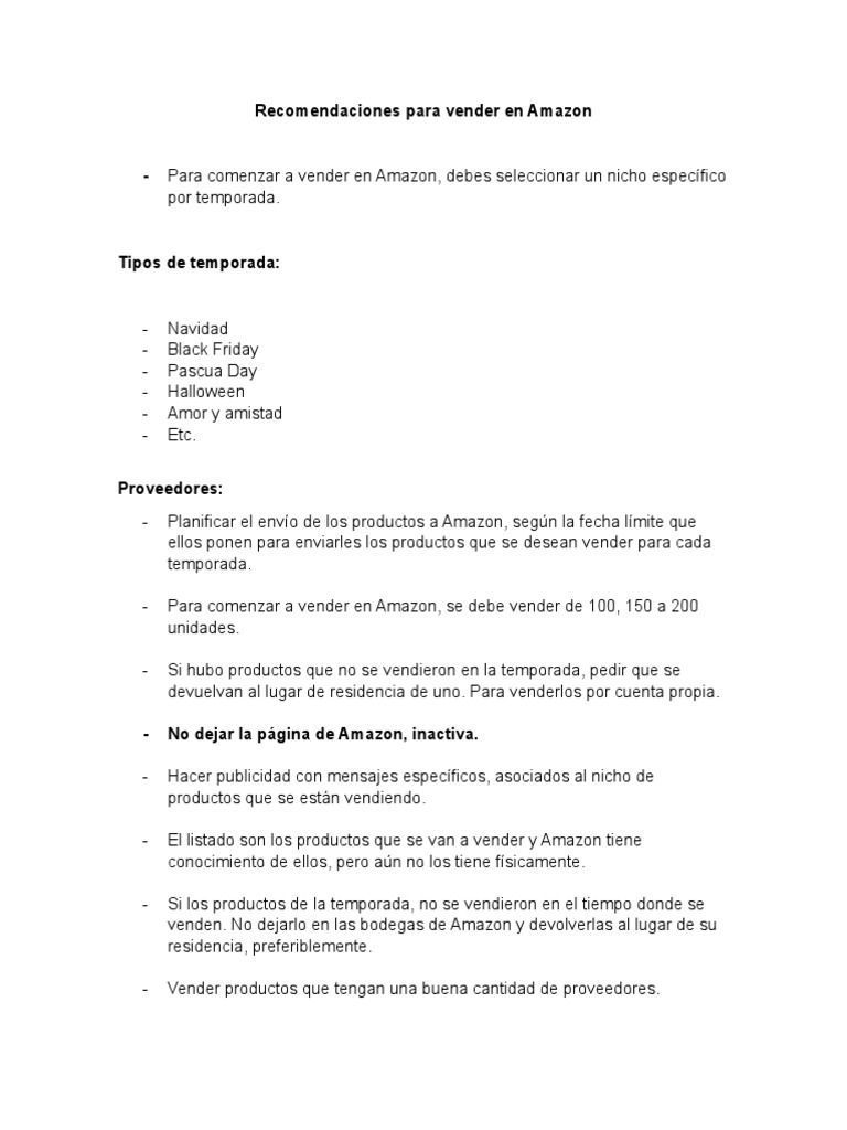 Recomendaciones para Vender en Amazon (Recuperado Automáticamente ...