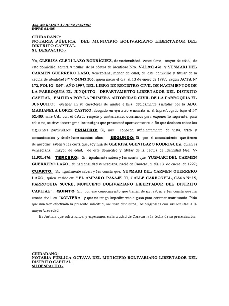 Autorizacion para Contraer Matrimonio Un Menor de Edad | PDF | Gobierno ...