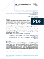 Políticas Públicas e o Transtorno Do Espectro Autista o Autismo Na Vida Adulta: Caminhos para o Mercado de Trabalho