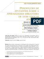 Percepções de Estudantes Sobre A Aprendizagem Simultânea de Duas Línguas Adicionais