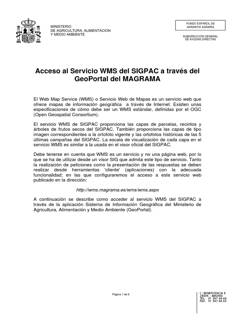 Manual Servicio WMS SIGPAC Tcm8 38152 PDF Sistema De Informaci n 