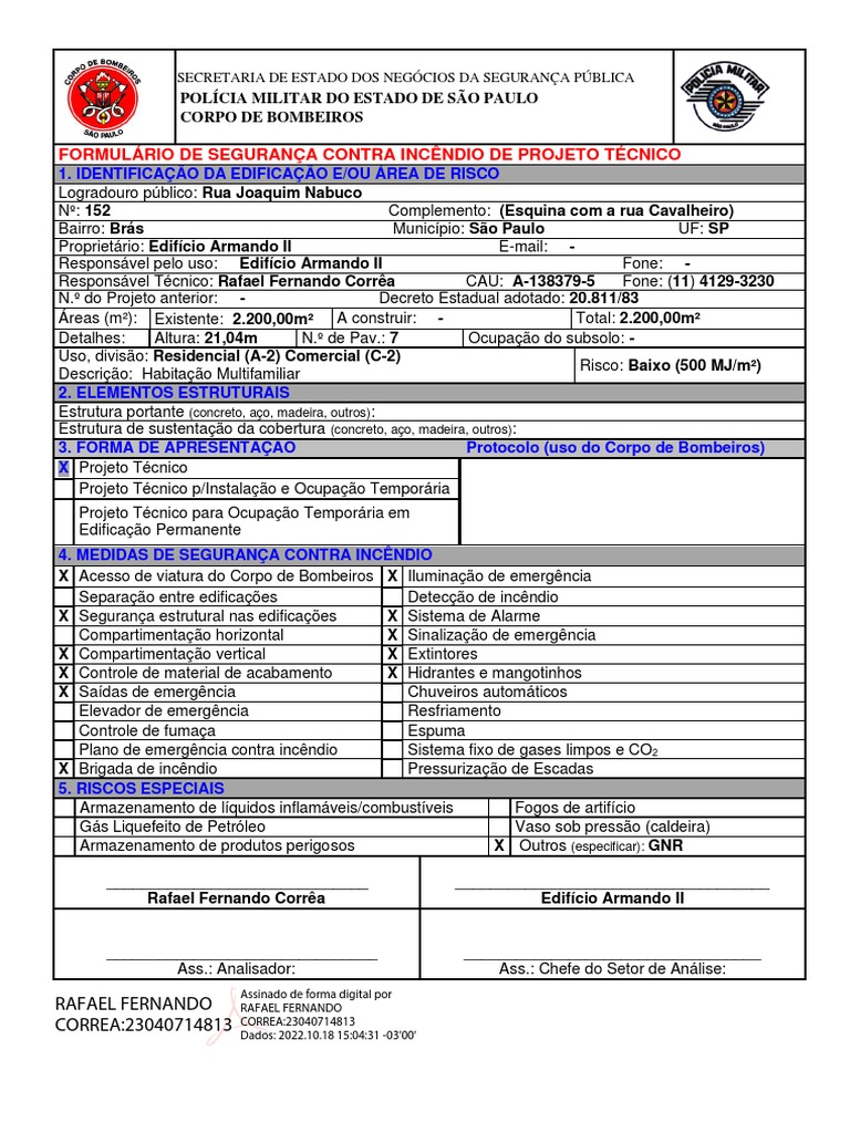 Formulário de Segurança SP | PDF