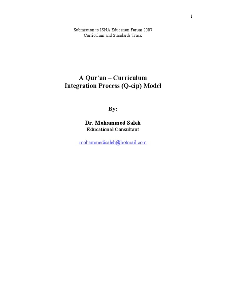 Qur'an Curriculum Integration Model | PDF | God In Islam | Honey Bee