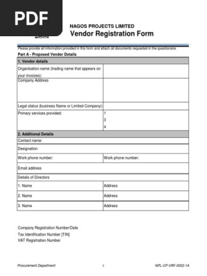 VENDOR FORM