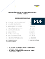 Grupos para Pasantias de Los Participantes Del Curso de Asistentes de Dietetica Año 2023