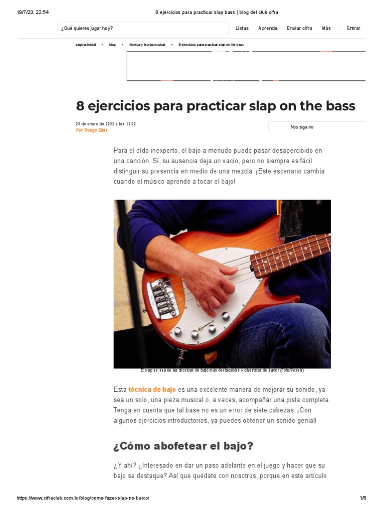 Ejercicios para slap en bajo eléctrico | PDF | Bajo | Mano