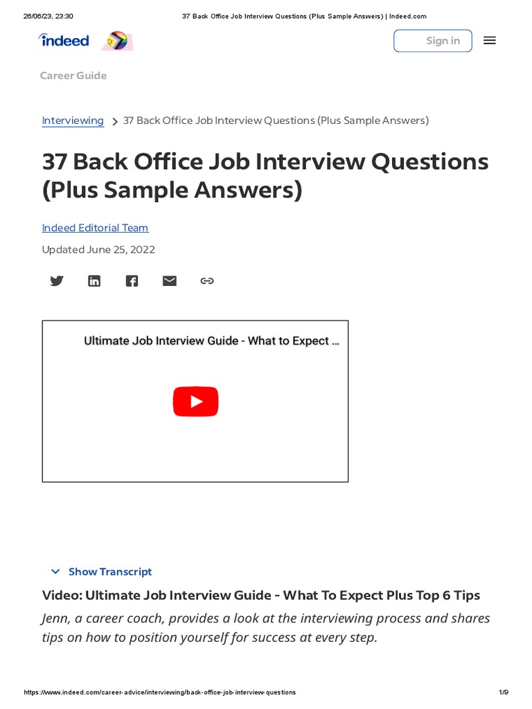 37 Back Office Job Interview Questions (Plus Sample Answers) PDF