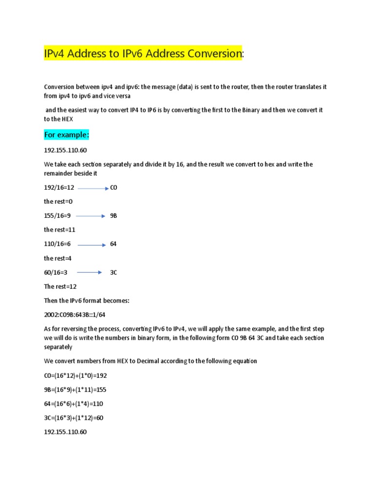 IPv4 Address To IPv6 Address Conversion | PDF
