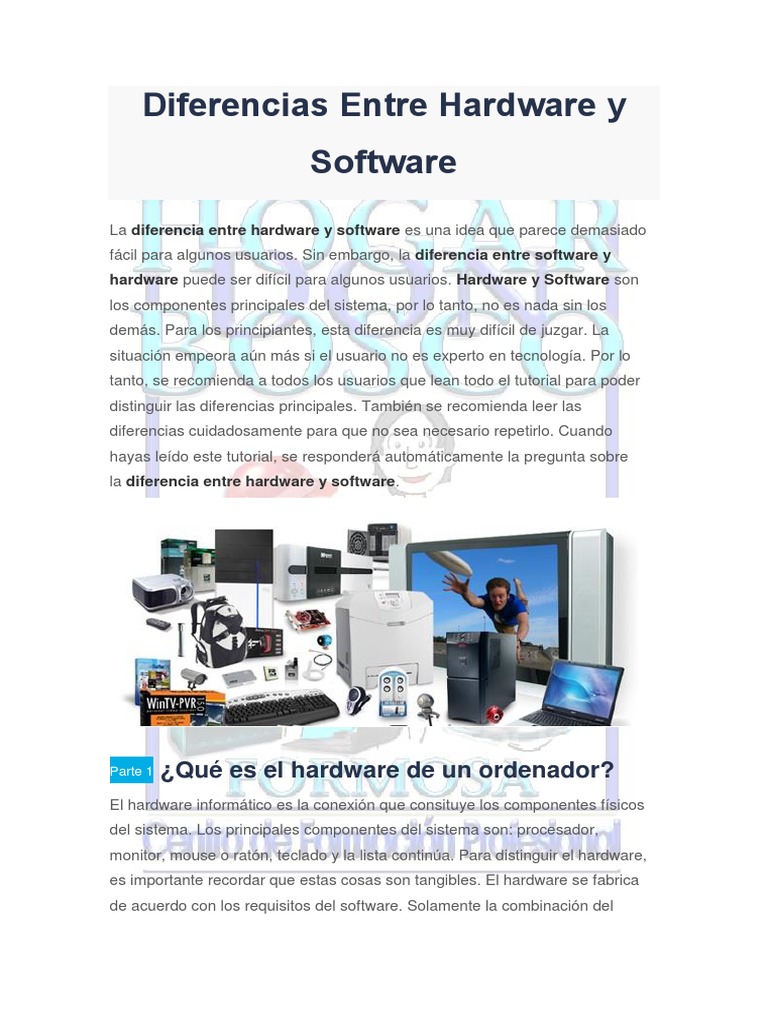 Diferencias entre Hardware y Software | PDF | Hardware de la ...