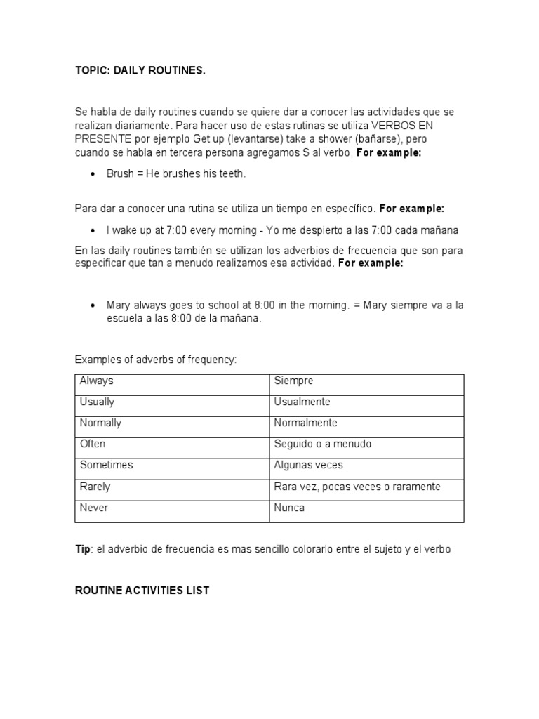 Theory Daily Routines | PDF