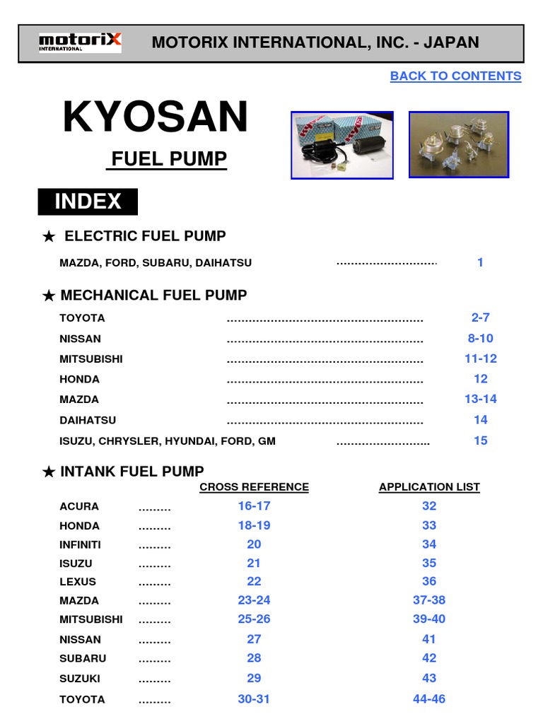 KYOSAN Fuel Pump | PDF | Manufacturing Companies Of Japan