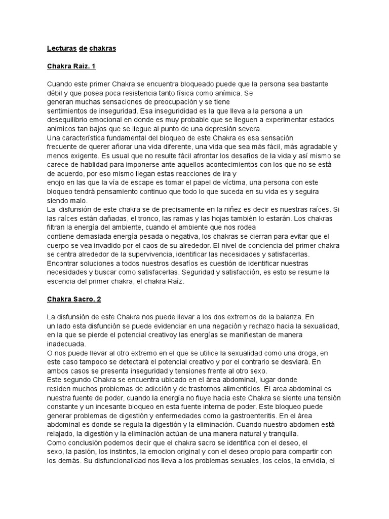 Lectura de Chakras y sus Bloqueos | PDF | Razón | Comprensión