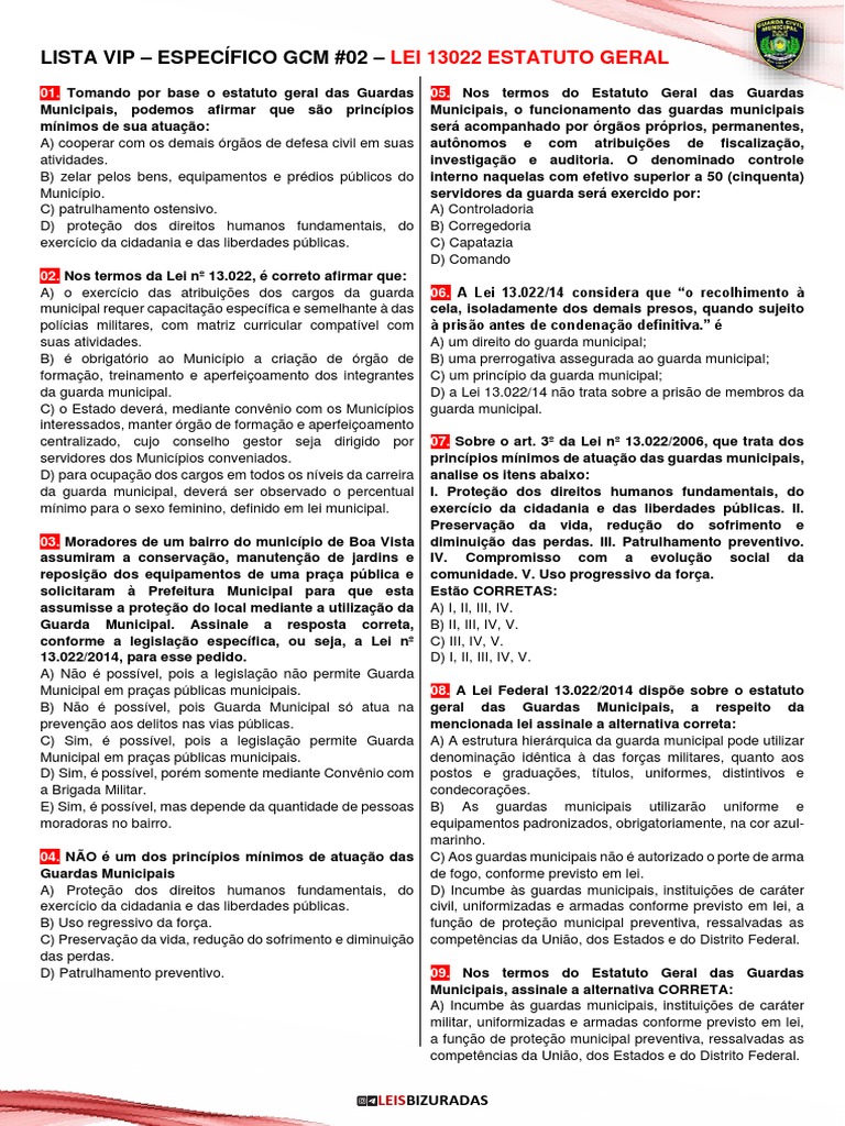 Estatuto Geral das Guardas Municipais | PDF | Estado | Cidadania