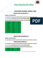 Convocations Tournoi Asas Grade 2 - 3 3eme Week End