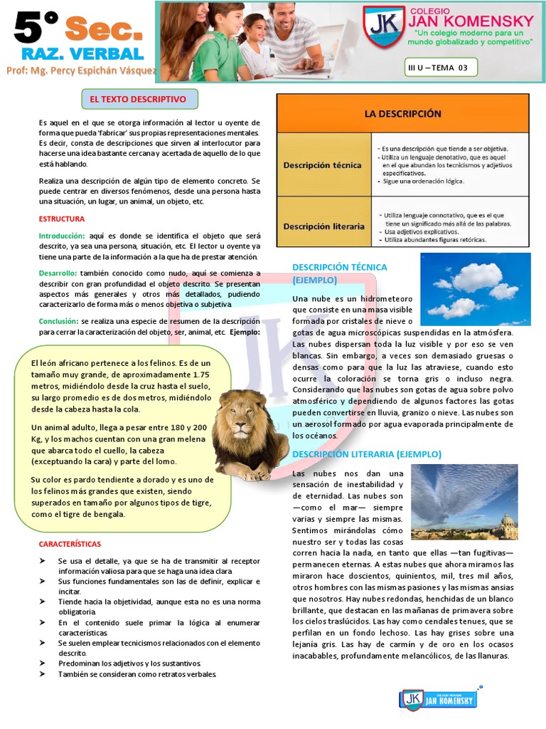 Ejemplos de Textos Descriptivos | PDF | Nube