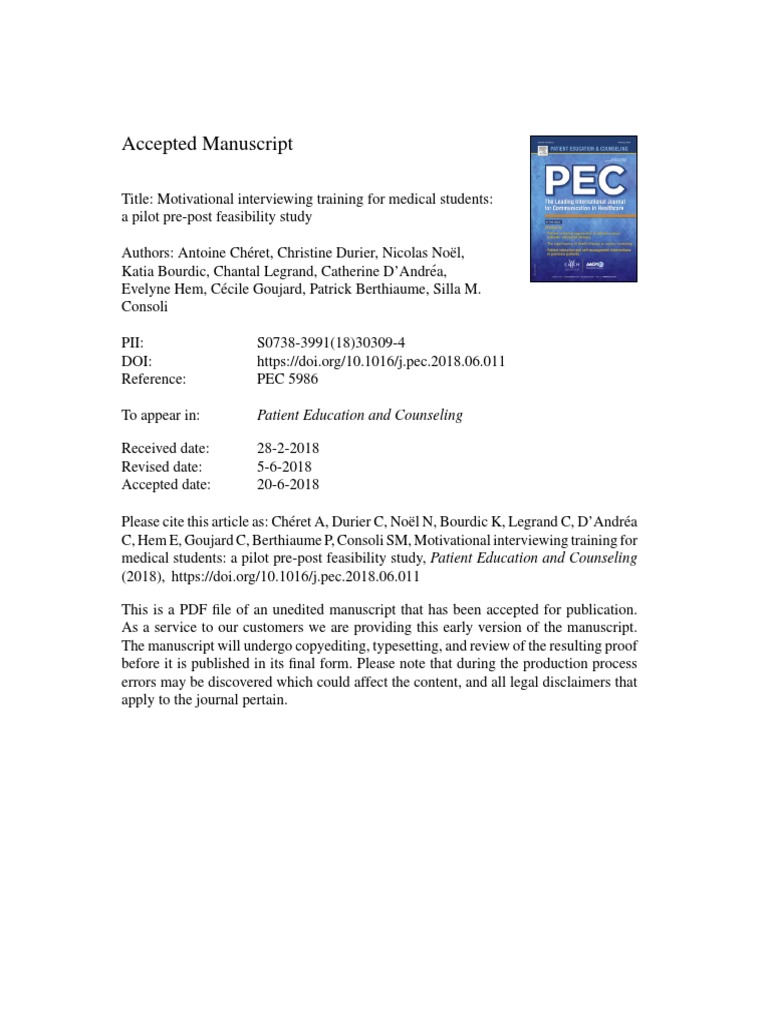 MI Training for Medical Students: Feasibility Study | PDF | Health Care ...
