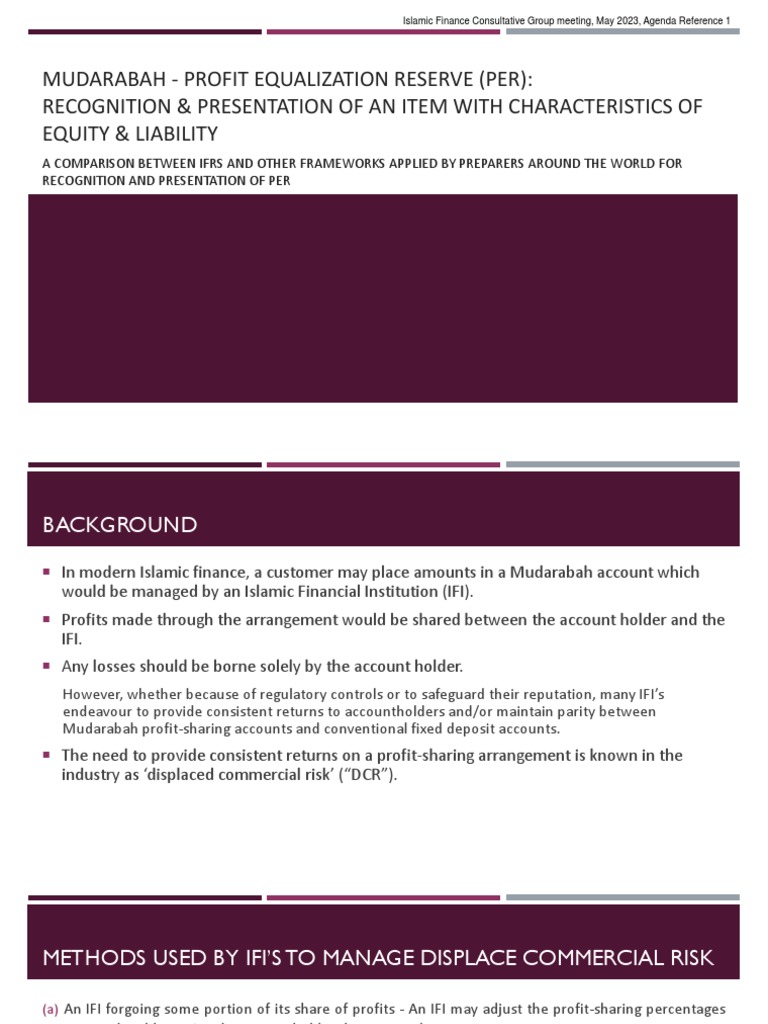 Ap1 Mudarabah Profit Equalization Reserve Per Summary Socpa PDF International Financial