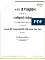 HSSE Virtual Demo Room - Certificate Bamban Joko M