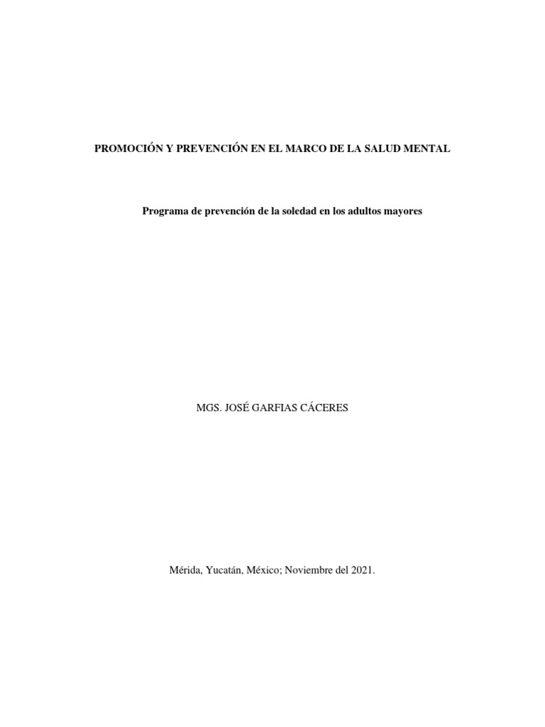 Prevención de Soledad en Adultos Mayores | PDF | Soledad | Vejez