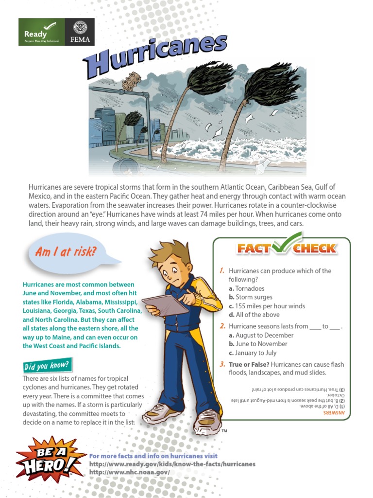 FEMA Hurricane Fact FXY2Z1 PDF Tropical Cyclones Vortices