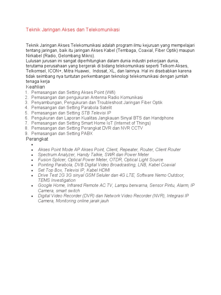 Teknik Jaringan Telekomunikasi PDF Teknologi & Rekayasa
