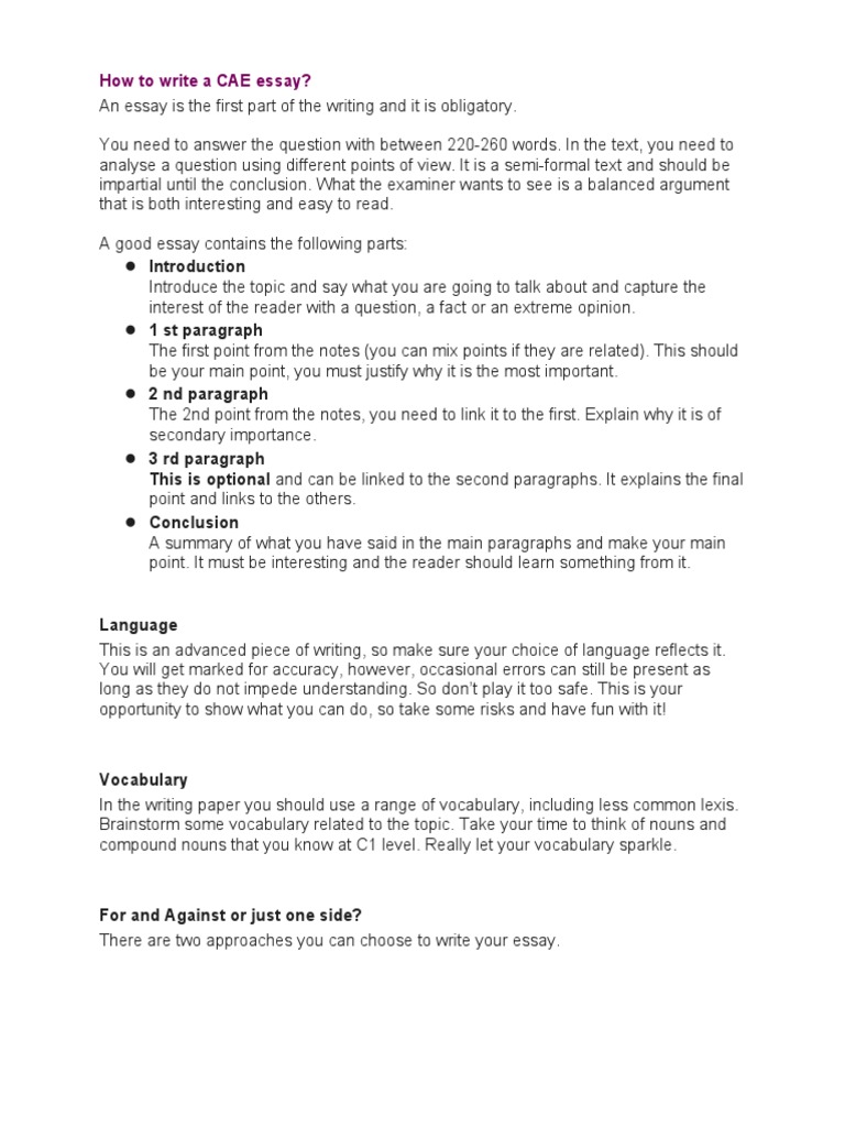 How To Write A CAE Essay | PDF | Essays | Cognition