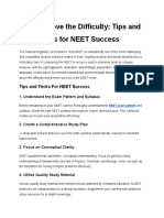 Rising Above The Difficulty - Tips and Techniques For NEET Success