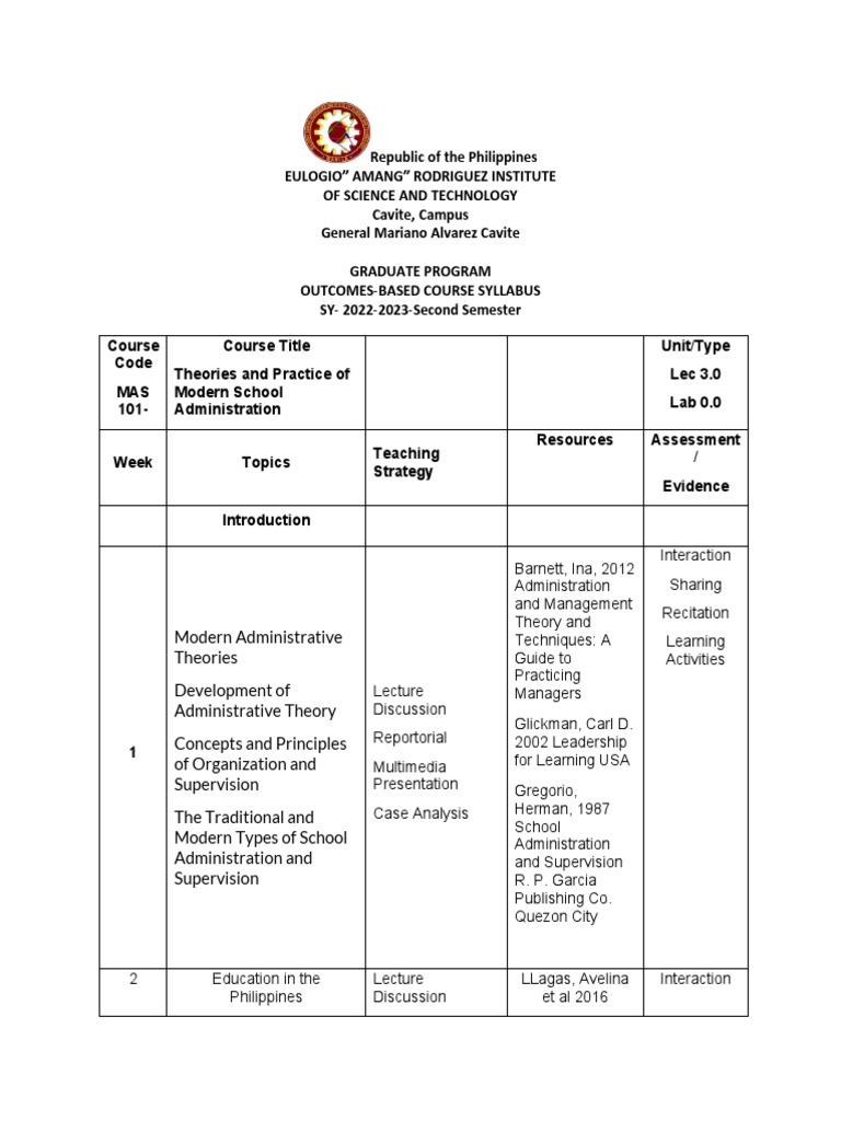 Syllabus in mas 101 pdf lecture multimedia
