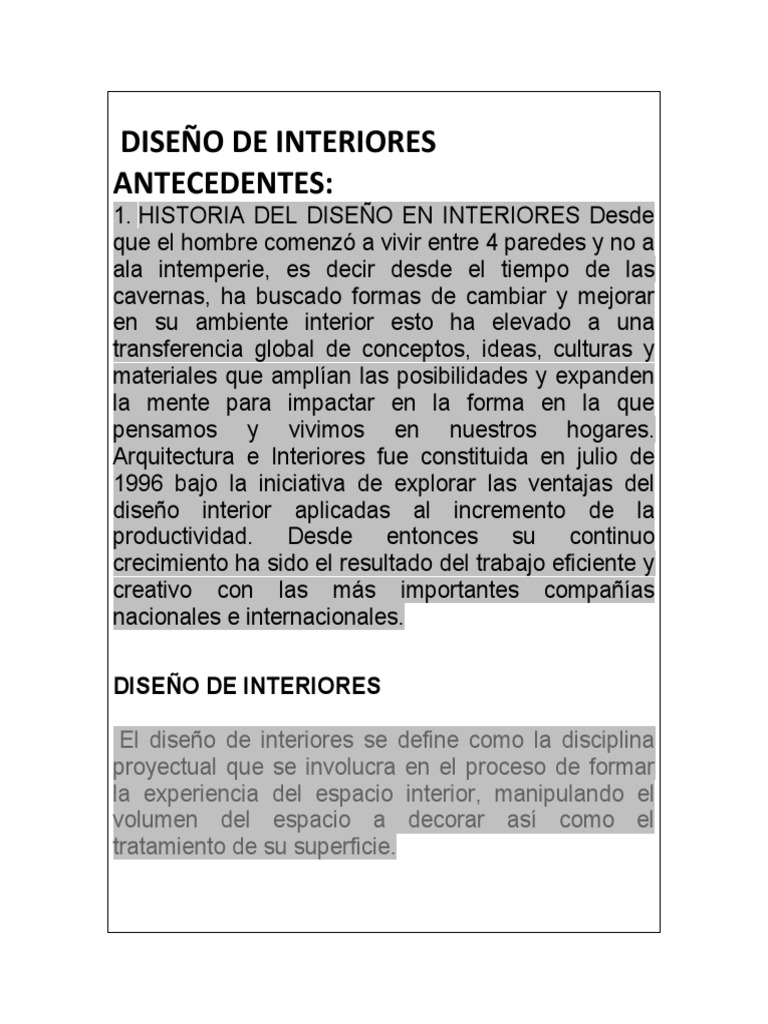 Historia y Elementos del Diseño Interior | PDF