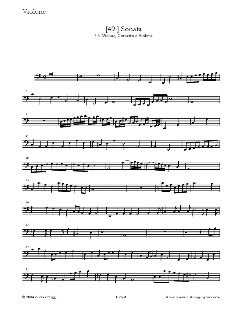 Violoncello - Sonata For Violin, Cornetto and Violone (Cima, Giovanni ...
