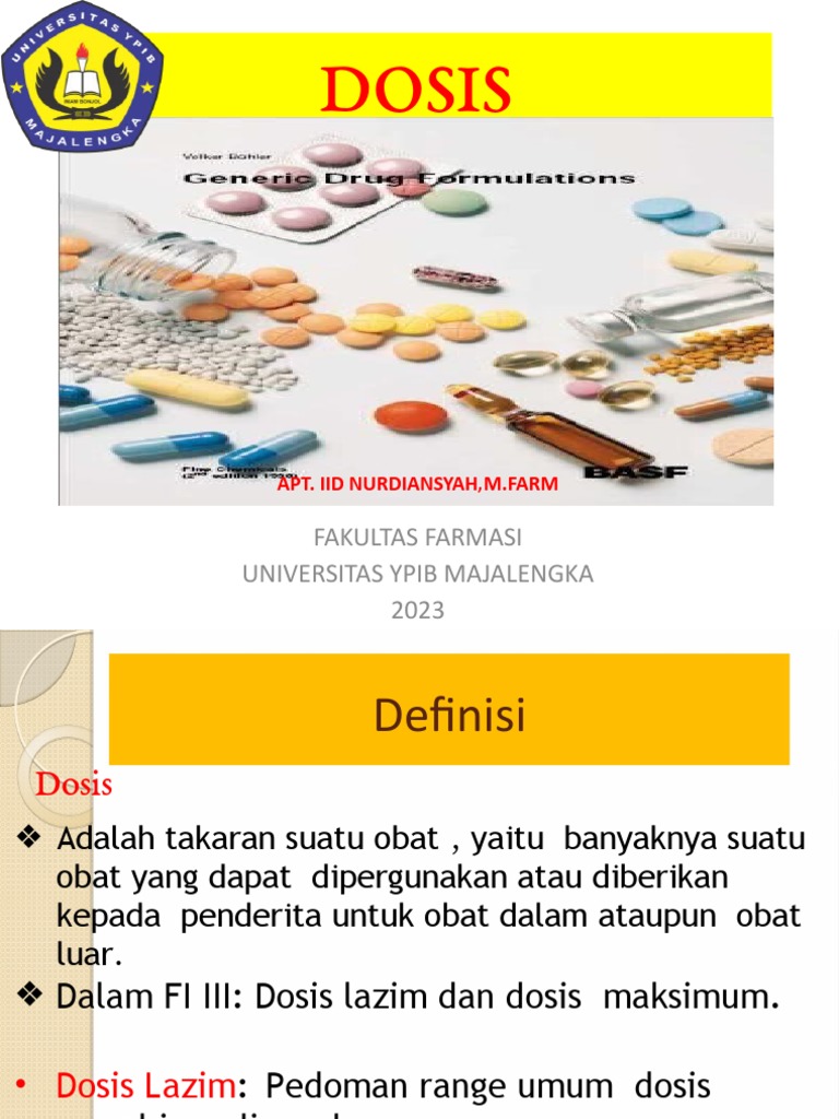 Dosis Obat: Definisi dan Perhitungan | PDF