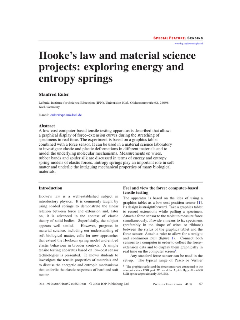 Hooke S Law and Material Science Project | PDF | Deformation ...