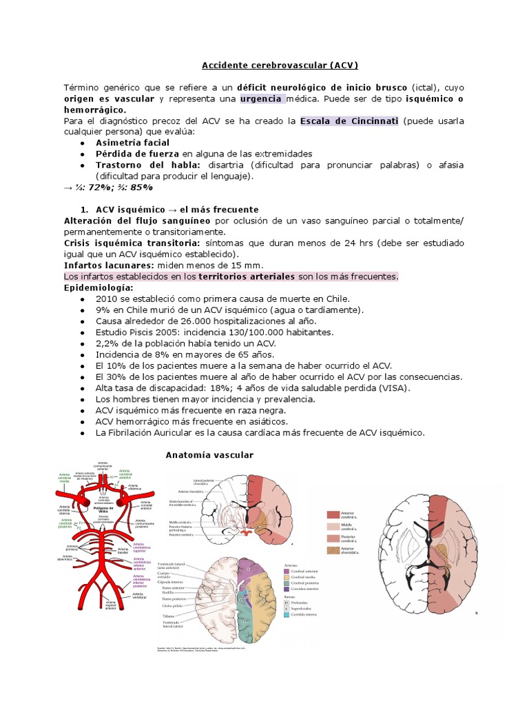 ACV Isquémico: Síntomas y Diagnóstico | PDF | Carrera | Isquemia