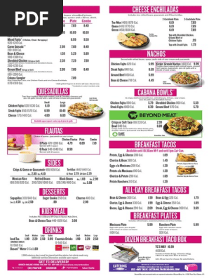 Taco Cabana Food Menu Dec 31st 2021 Web | PDF | Taco | Prepared Foods