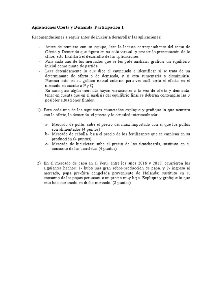 Análisis de Oferta y Demanda en Mercados | PDF | Negocios | Finanzas y ...
