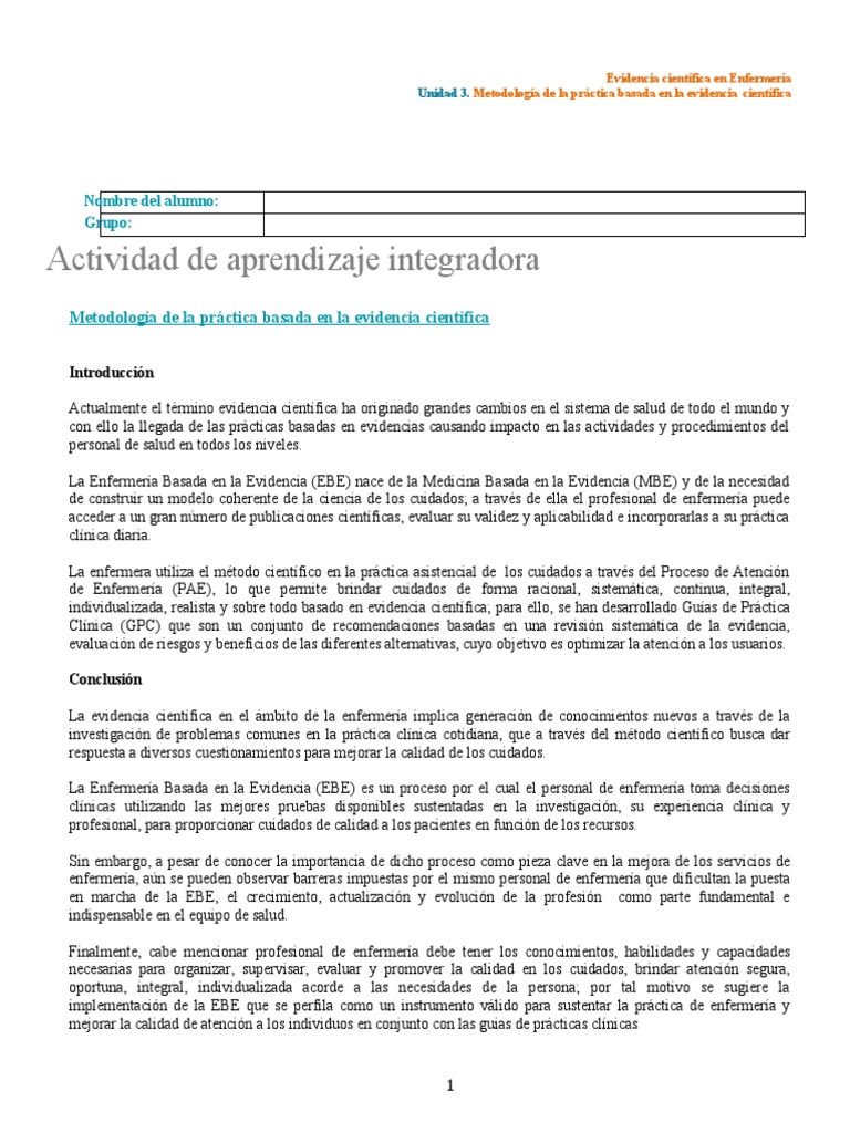 Metodología de la Enfermería Basada en Evidencia | PDF | Evidencia ...