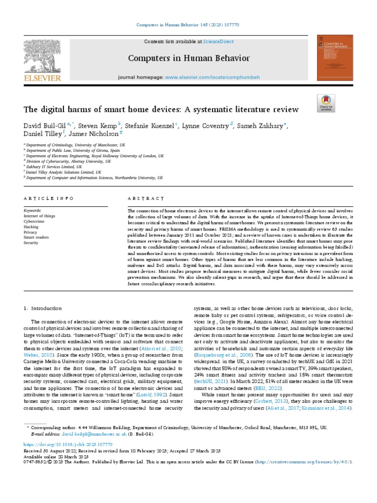 The Digital Harms of Smart Home Devices - A Systematic Literature ...