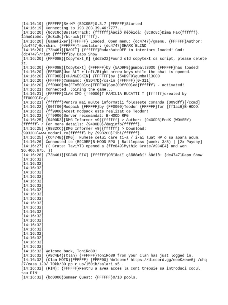 SA-MP 0.3.7 Game Connection Log | PDF