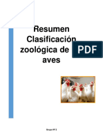 Resumen Clasificación Zoológica de Las Aves