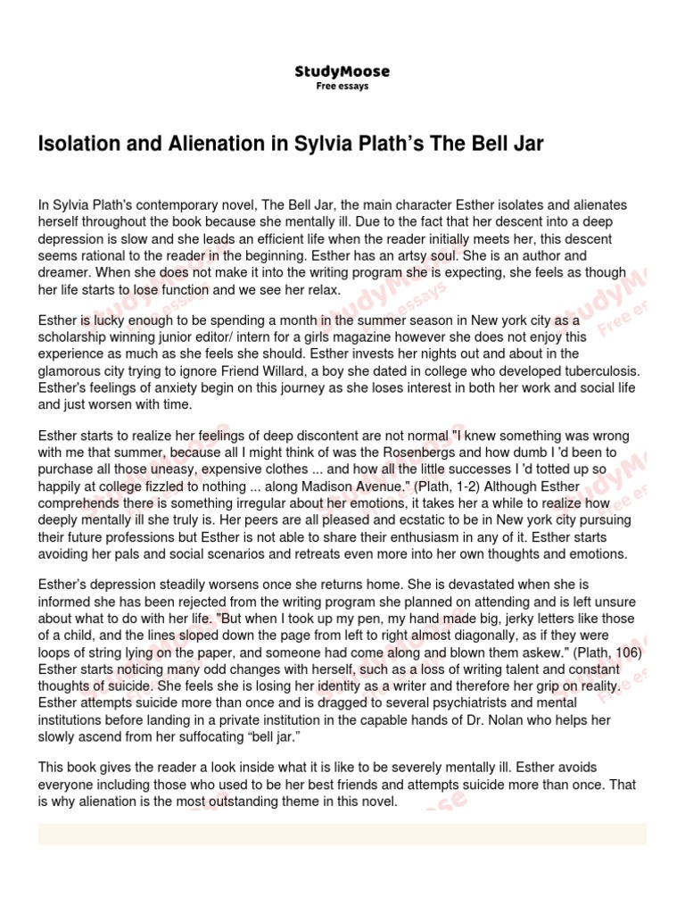 Isolation and Alienation in Sylvia Plath's The Bell Jar PDF Mental