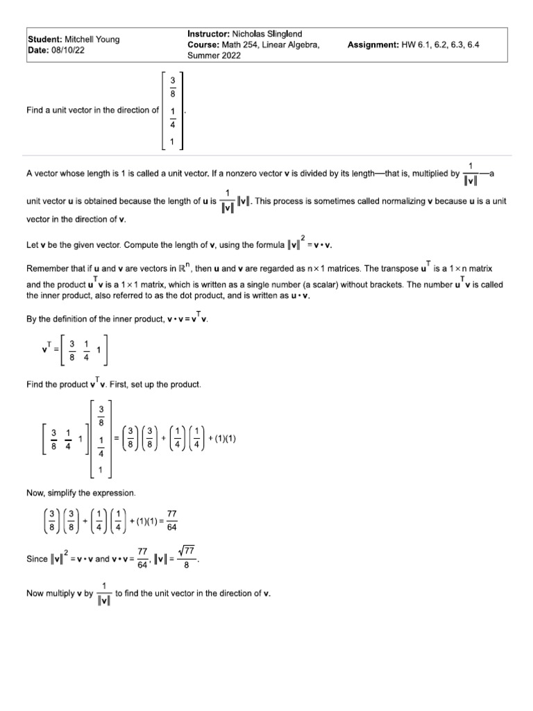 Normalize Vector PDF