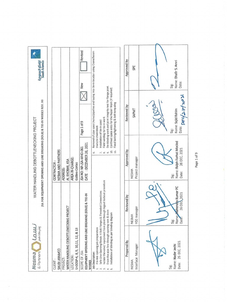 NpJsaWhd061Equipment Opening and Line Breaking & Tie in Works PDF