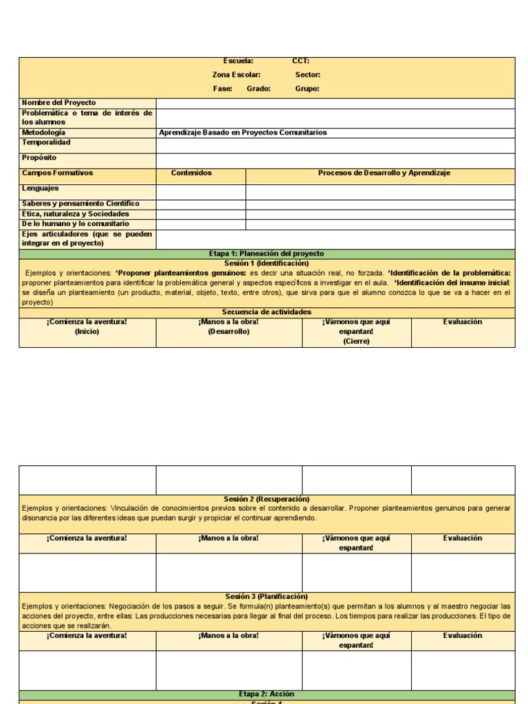 Formato Planeacion Proyectos Comunitarios ABP | PDF | Evaluación ...